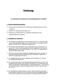 Satzung Gemeindejagdrevier