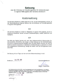 Satzung über die Erhebung von Verwaltungskosten